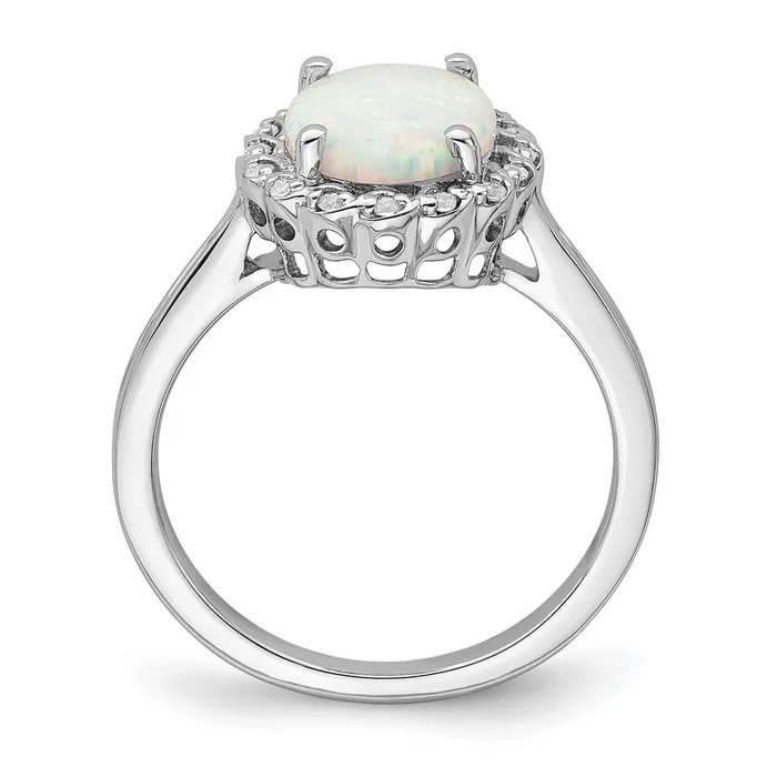 Rings Goldia 14k White Gold Created Opal and Real Diamond Halo Ring
