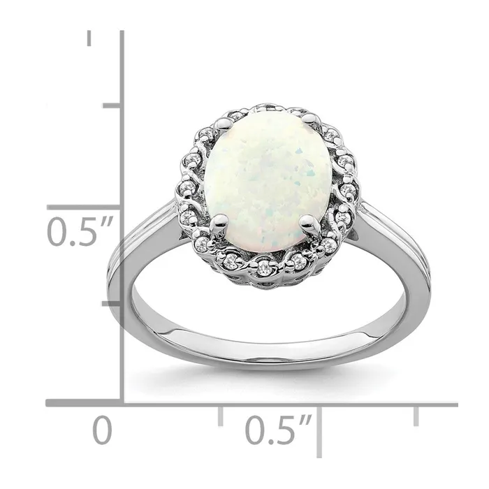 Rings Goldia 14k White Gold Created Opal and Real Diamond Halo Ring