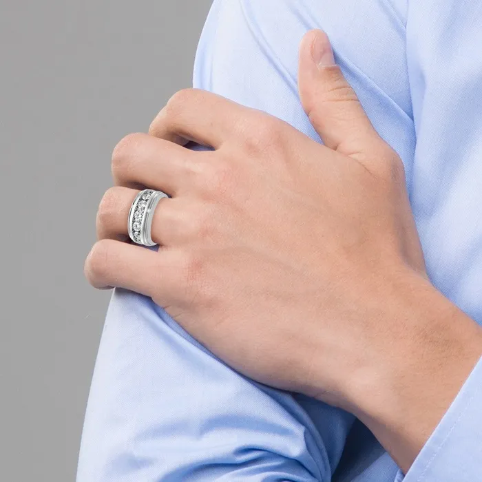 Rings Goldia 14k White Gold Mens 175 carat Diamond Complete Ring