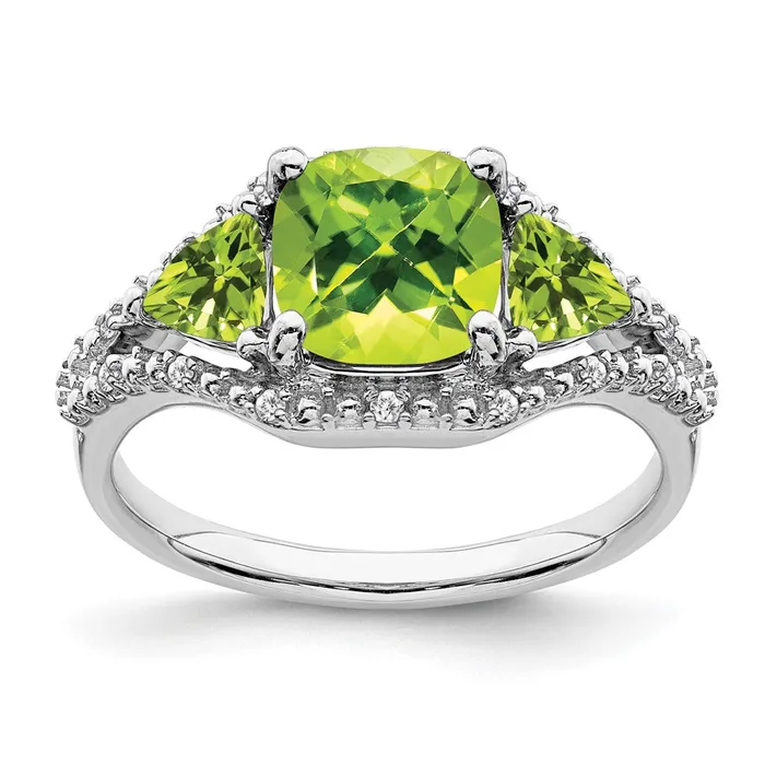 Rings Goldia 14k White Gold Peridot and Real Diamond Ring