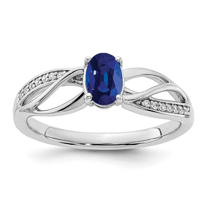 Rings Goldia 14k White Gold Polished Sapphire and Real Diamond Ring