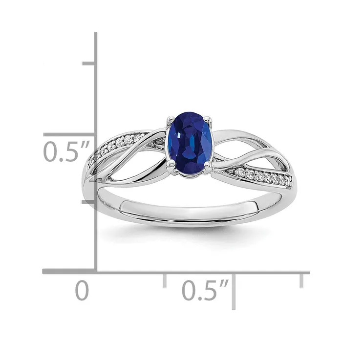 Rings Goldia 14k White Gold Polished Sapphire and Real Diamond Ring