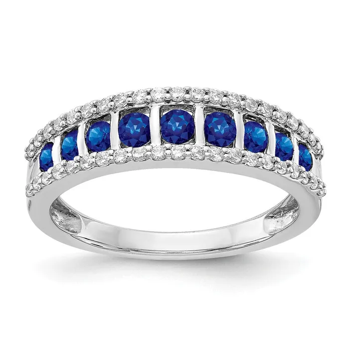 Rings Goldia 14k White Gold Real Diamond and Sapphire Fancy Ring