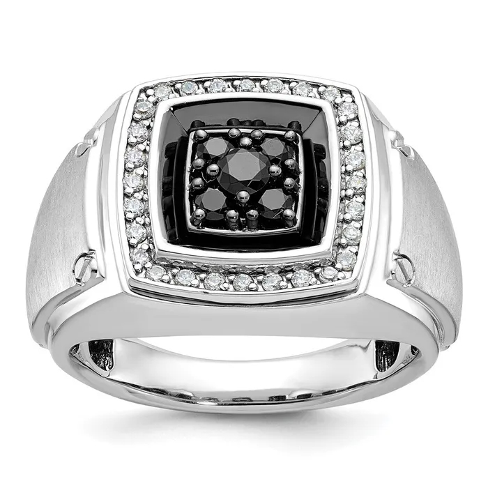Rings Goldia 14k White Gold with Black Rhodium Mens 58 carat BlackWhite Diamond Complete Ring