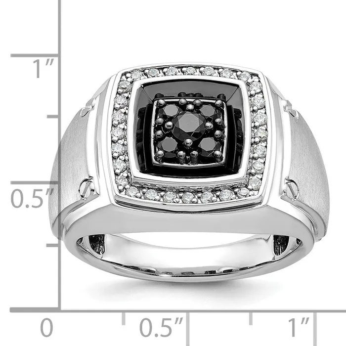 Rings Goldia 14k White Gold with Black Rhodium Mens 58 carat BlackWhite Diamond Complete Ring