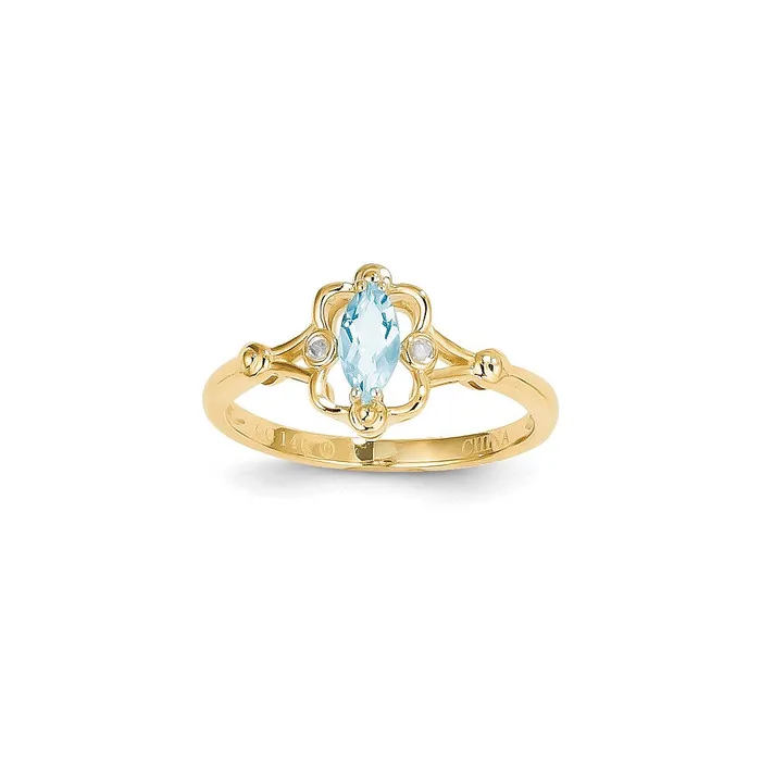 Rings Goldia 14k Yellow Gold Aquamarine Diamond Ring