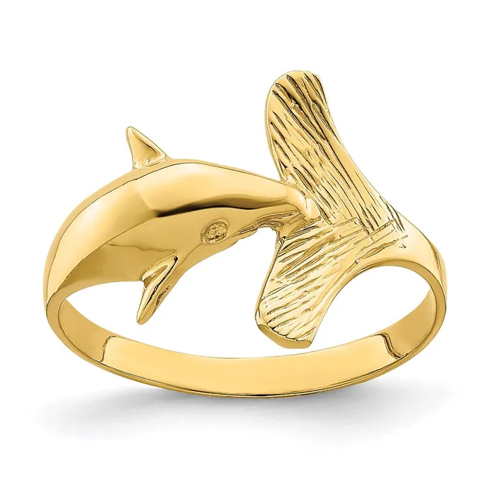 Rings Goldia 14K Yellow Gold Fantailed Dolphin Ring