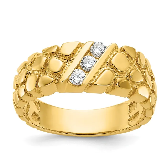Rings Goldia 14k Yellow Gold Mens 14 carat Diamond Nugget Complete Ring