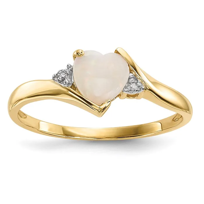 Rings Goldia 14K Yellow Gold Opal and Real Diamond Ring