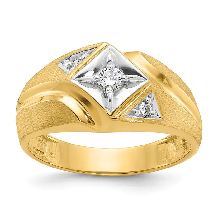 Rings Goldia 14k Yellow u0026 Rhodium Gold with White Rhodium Mens Satin 15 carat Diamond Complete Ring