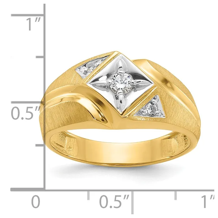 Rings Goldia 14k Yellow u0026 Rhodium Gold with White Rhodium Mens Satin 15 carat Diamond Complete Ring