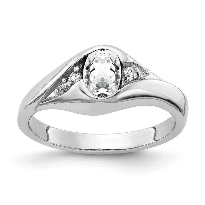 Rings goldiaca 14k White Gold 6x4mm Oval Cubic Zirconia VS Real Diamond ring