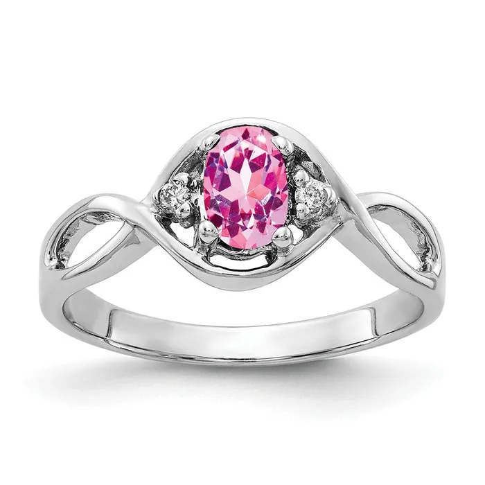 Rings goldiaca 14k White Gold 6x4mm Oval Pink Sapphire A Real Diamond ring