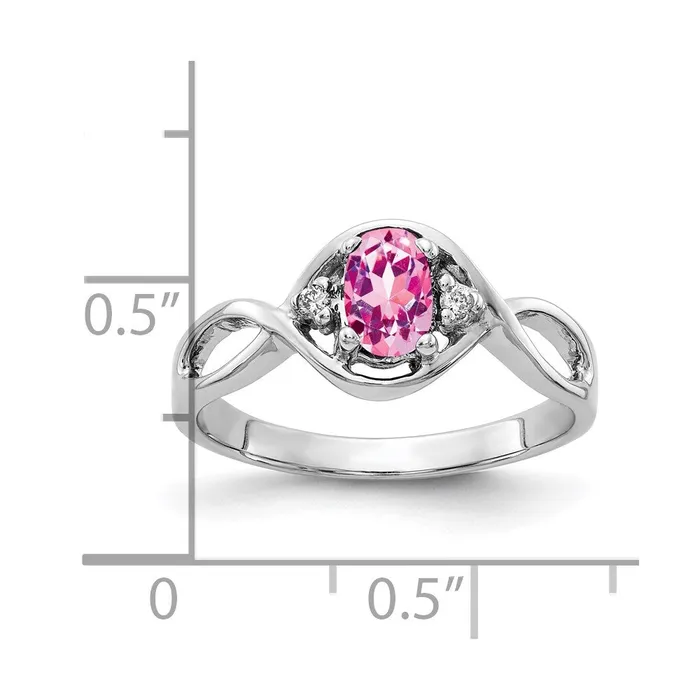 Rings goldiaca 14k White Gold 6x4mm Oval Pink Sapphire A Real Diamond ring