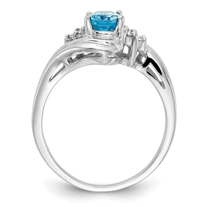 Rings goldiaca 14k White Gold 7x5mm Oval Blue Topaz AAA Real Diamond ring