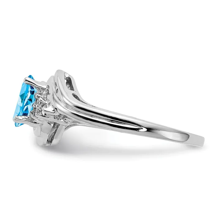 Rings goldiaca 14k White Gold 7x5mm Oval Blue Topaz AAA Real Diamond ring
