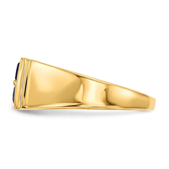 Rings Goldiacom 14K Gold w Created Sapphire Real Diamond Mens Ring