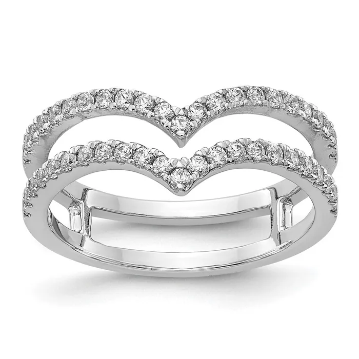 Rings Goldiacom 14k White Gold 2row VShape Real Diamond Ring