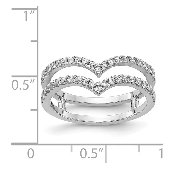Rings Goldiacom 14k White Gold 2row VShape Real Diamond Ring