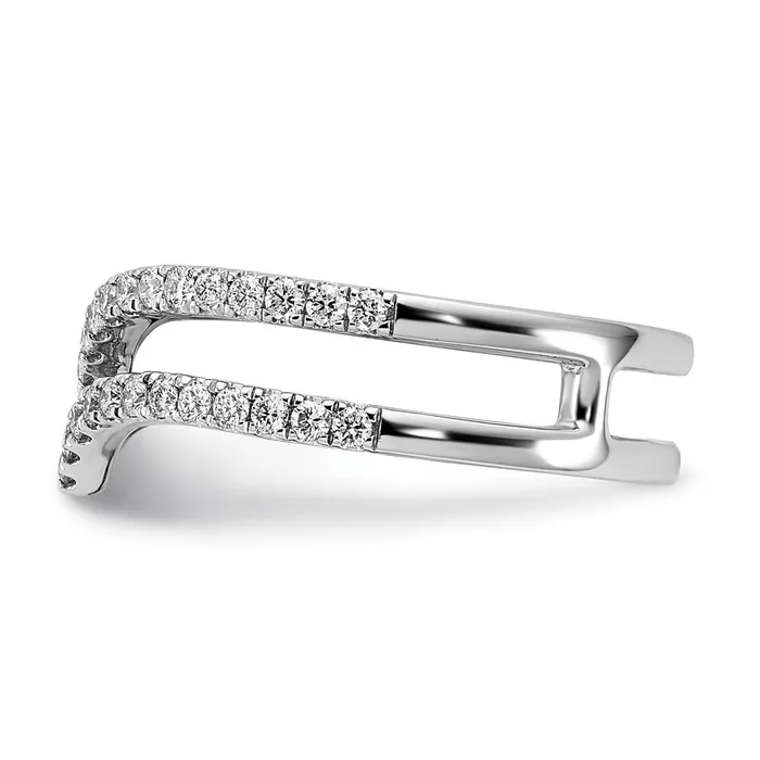 Rings Goldiacom 14k White Gold 2row VShape Real Diamond Ring