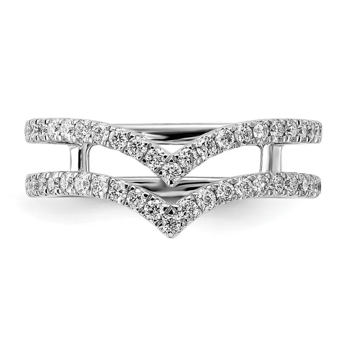 Rings Goldiacom 14k White Gold 2row VShape Real Diamond Ring