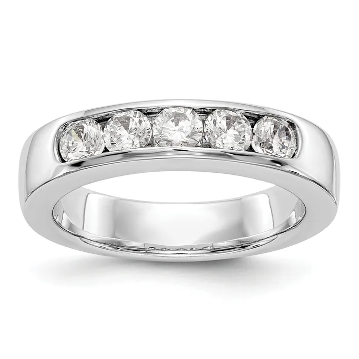Rings Goldiacom 14K White Gold 5 Stone Diamond Channel Band