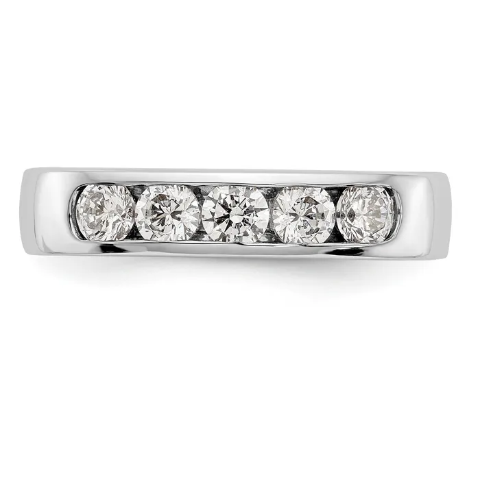 Rings Goldiacom 14K White Gold 5 Stone Diamond Channel Band