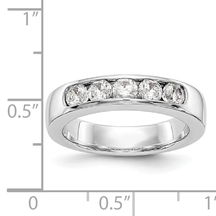 Rings Goldiacom 14K White Gold 5 Stone Diamond Channel Band