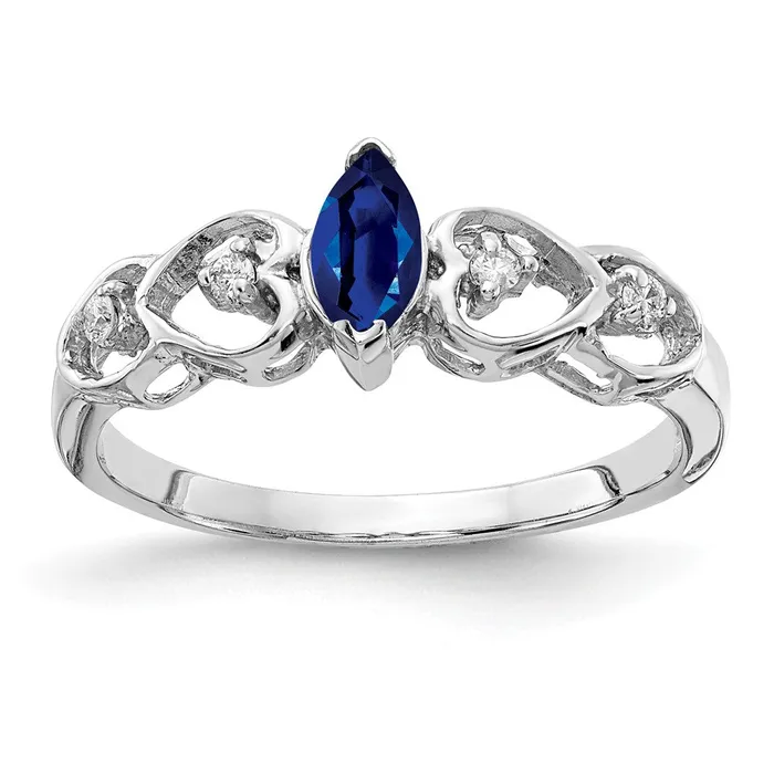 Rings Goldiacom 14k White Gold 6x3mm Marquise Sapphire AAA Real Diamond ring