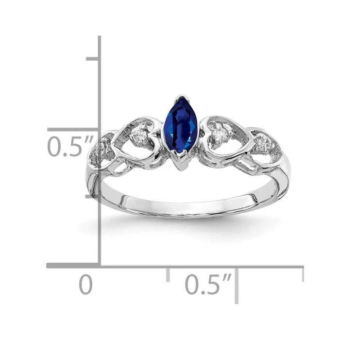 Rings Goldiacom 14k White Gold 6x3mm Marquise Sapphire AAA Real Diamond ring