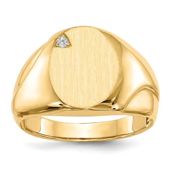 Rings Goldiacom 14K Yellow Gold 140x115mm Open Back A Real Diamond Mens Signet Ring