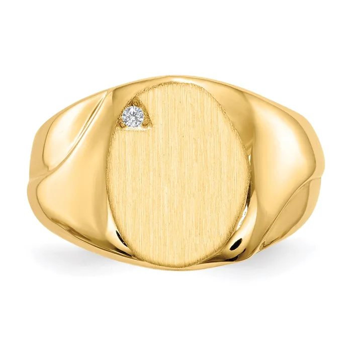 Rings Goldiacom 14K Yellow Gold 140x115mm Open Back A Real Diamond Mens Signet Ring