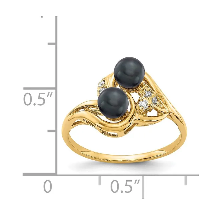 Rings Goldiacom 14K Yellow Gold 45mm Black FW Cultured Pearl A Real Diamond ring