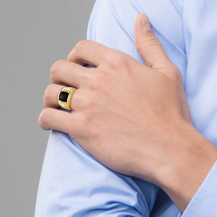 Rings Goldiacom 14K Yellow Gold A Real Diamond mens ring