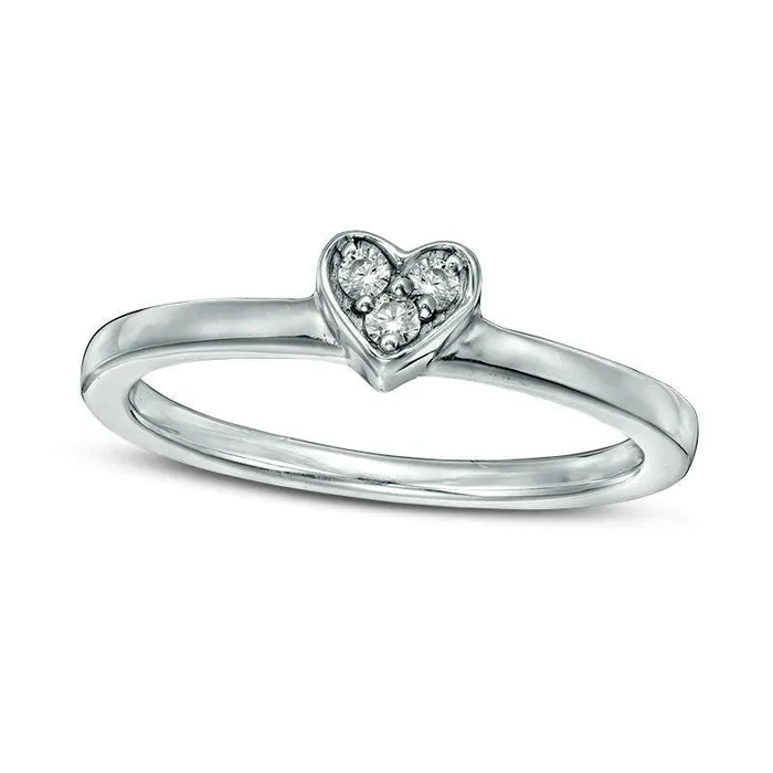 Rings Goldia Convertibilities 017 CT TW Natural Diamond Heart MOM ThreeinOne Ring in Sterling Silver and Solid 10K Rose Gold