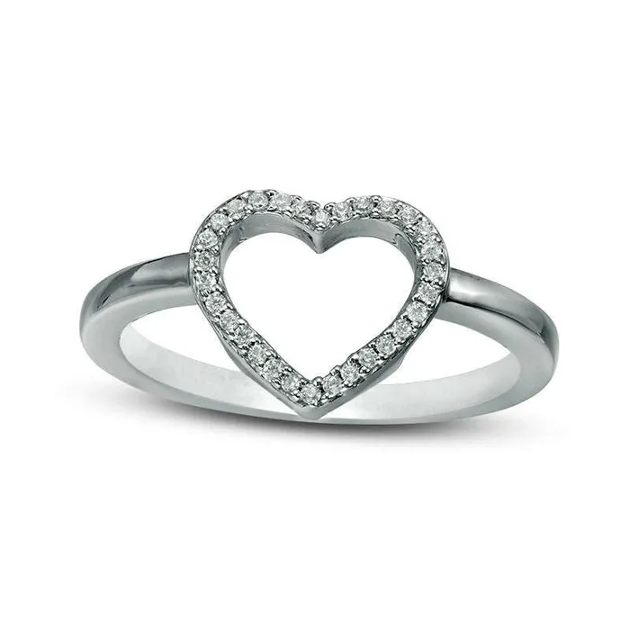 Rings Goldia Convertibilities 020 CT TW Natural Diamond Heart ThreeinOne Ring in Sterling Silver and Solid 10K Rose Gold