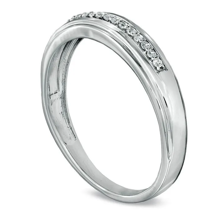 Rings Goldia Natural Diamond Accent Wedding Band in Solid 10K White Gold