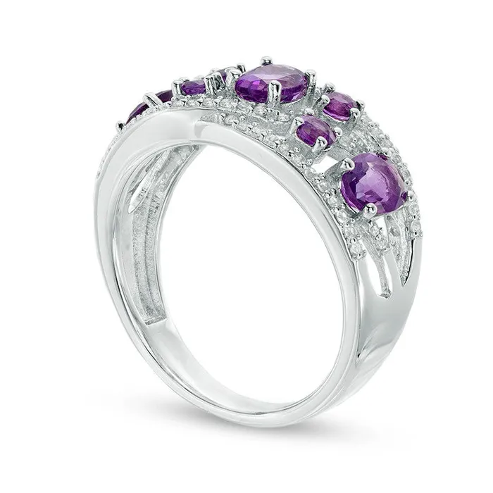Rings Goldia Oval Amethyst and LabCreated White Sapphire Ring in Sterling Silver