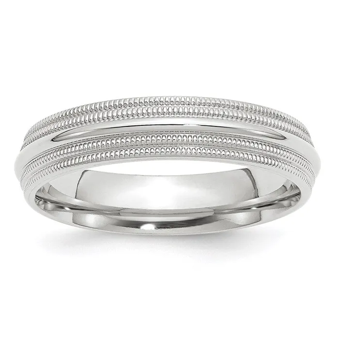 Rings Goldia Solid 10K White Gold 5mm Double Milgrain Comfort Fit MensWomens Wedding Band Ring Size 105