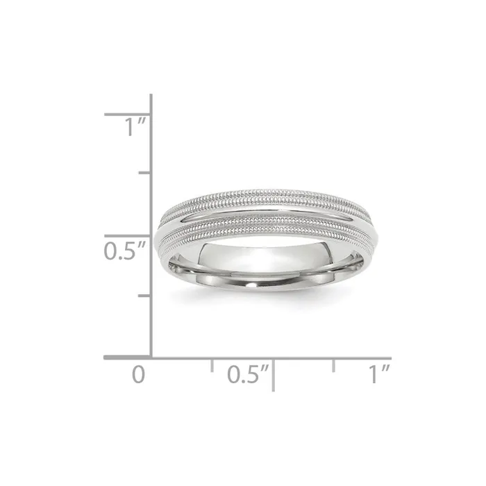 Rings Goldia Solid 10K White Gold 5mm Double Milgrain Comfort Fit MensWomens Wedding Band Ring Size 105