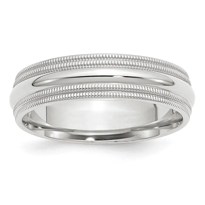 Rings Goldia Solid 10K White Gold 6mm Double Milgrain Comfort Fit MensWomens Wedding Band Ring Size 105