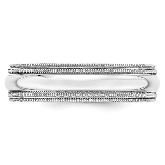 Rings Goldia Solid 10K White Gold 6mm Double Milgrain Comfort Fit MensWomens Wedding Band Ring Size 105