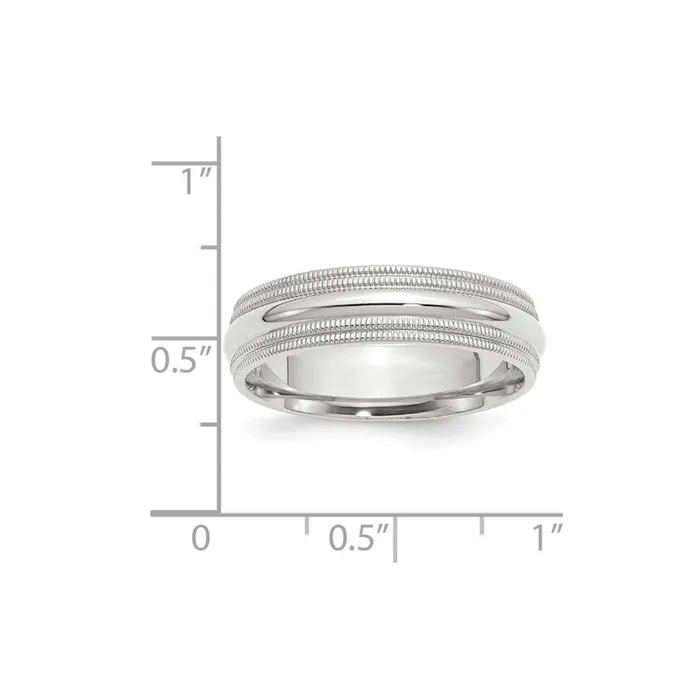 Rings Goldia Solid 10K White Gold 6mm Double Milgrain Comfort Fit MensWomens Wedding Band Ring Size 105
