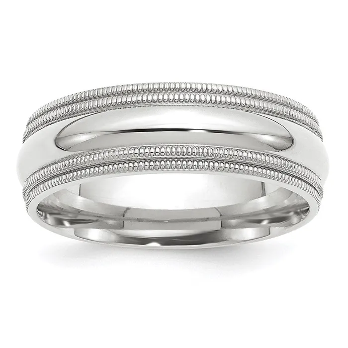 Rings Goldia Solid 10K White Gold 7mm Double Milgrain Comfort Fit MensWomens Wedding Band Ring Size 12