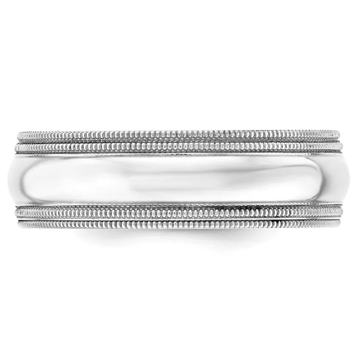 Rings Goldia Solid 10K White Gold 7mm Double Milgrain Comfort Fit MensWomens Wedding Band Ring Size 12