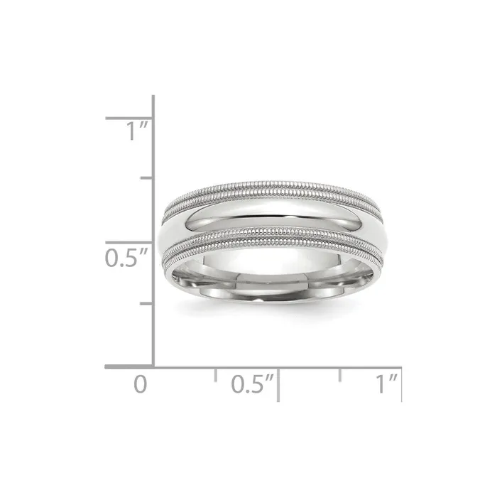 Rings Goldia Solid 10K White Gold 7mm Double Milgrain Comfort Fit MensWomens Wedding Band Ring Size 12