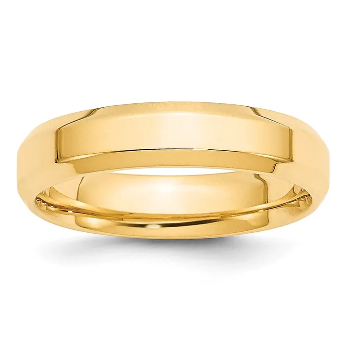 Rings Goldia Solid 10K Yellow Gold 5mm Bevel Edge Comfort Fit MensWomens Wedding Band Ring Size 45