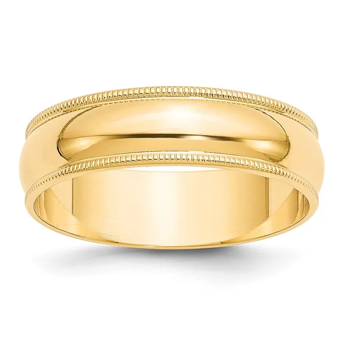 Rings Goldia Solid 10K Yellow Gold 6mm Light Weight Milgrain Half Round MensWomens Wedding Band Ring Size 75