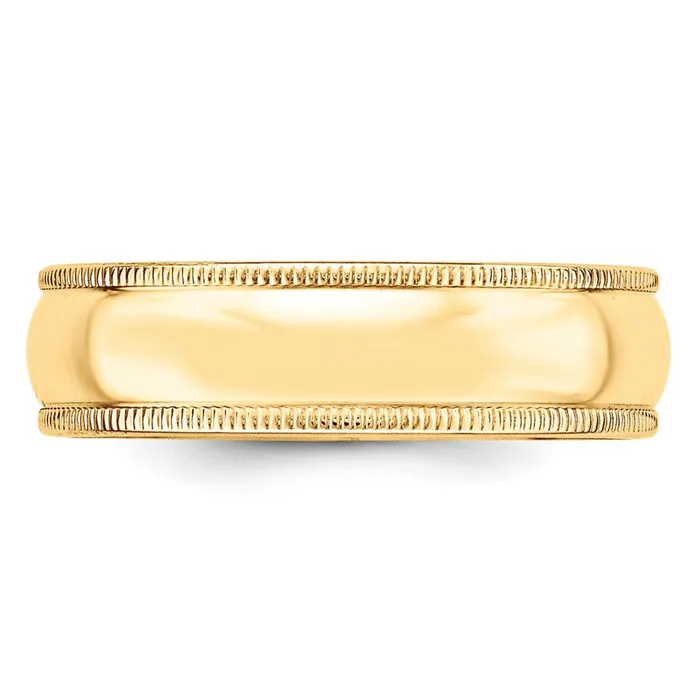 Rings Goldia Solid 10K Yellow Gold 6mm Light Weight Milgrain Half Round MensWomens Wedding Band Ring Size 75
