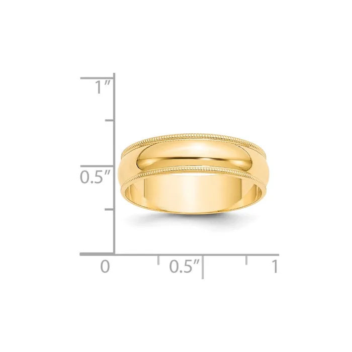 Rings Goldia Solid 10K Yellow Gold 6mm Light Weight Milgrain Half Round MensWomens Wedding Band Ring Size 75
